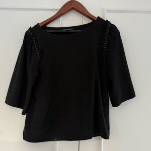 Banana Republic Black Blouse with Embellished Sleeves
